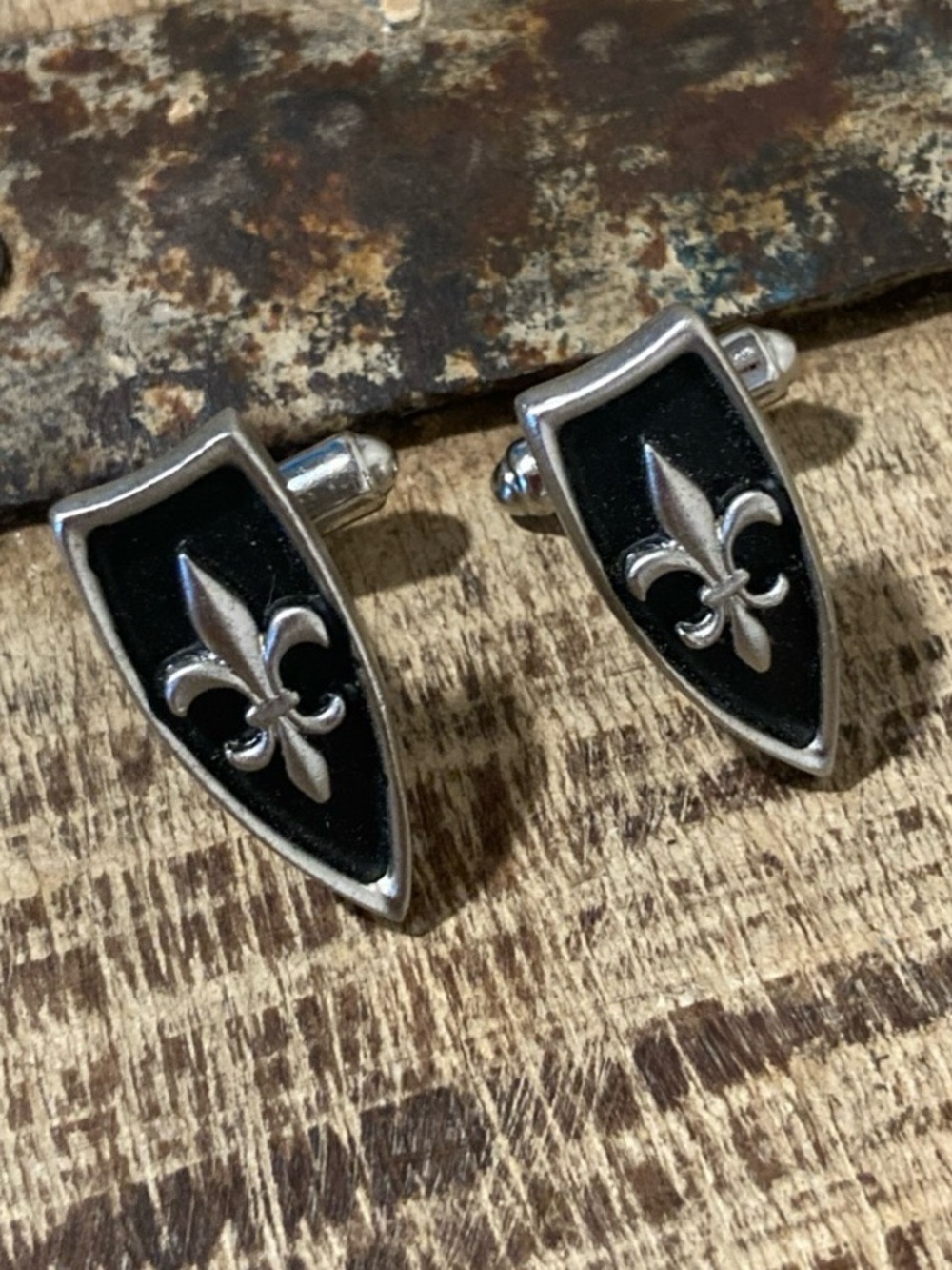 Vintage Hickok Fleur‑de‑Lis Shield Cufflinks USA Made Mid‑Century Men’s Jewelry - Picture 11 of 11